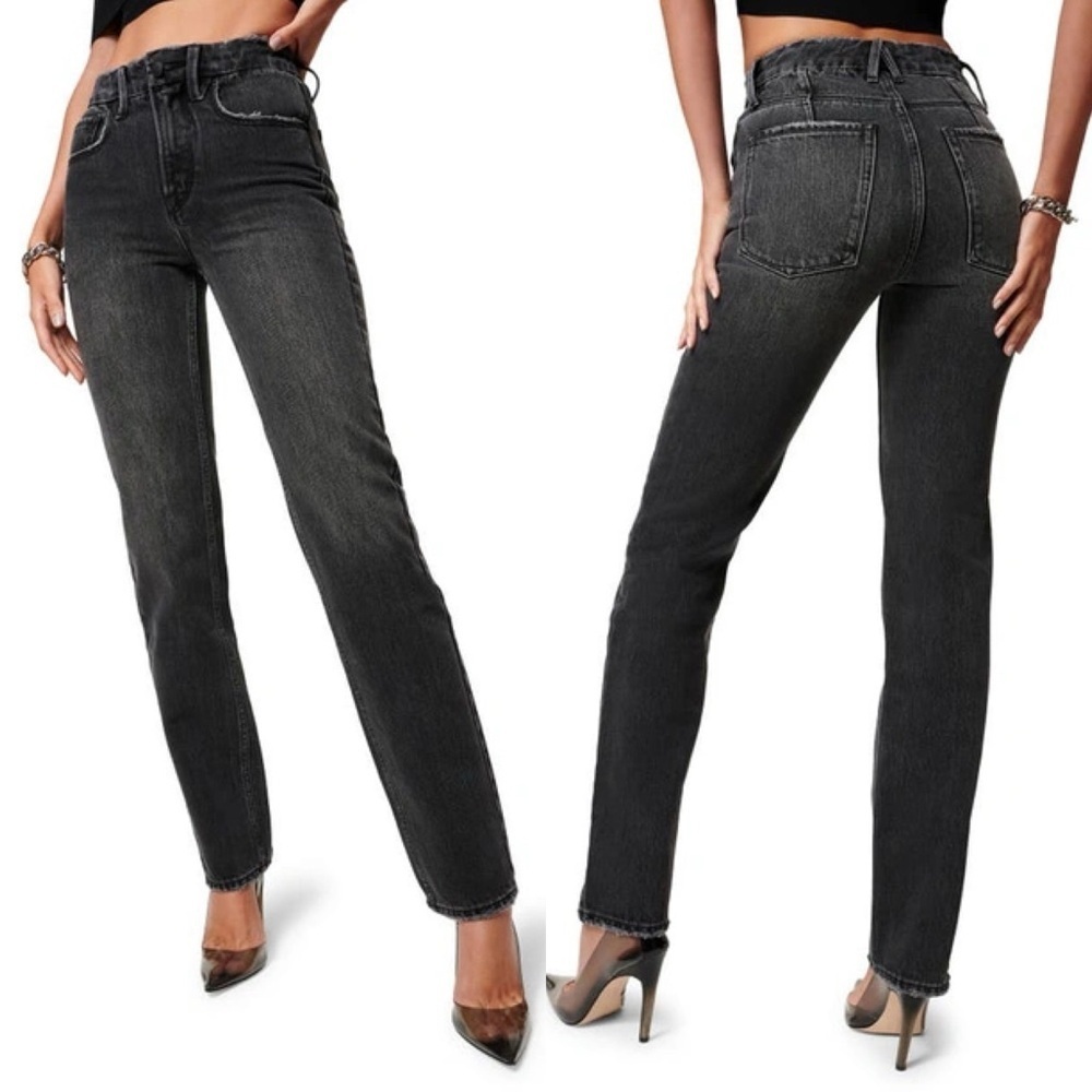 Good American Black Straight Leg Jeans